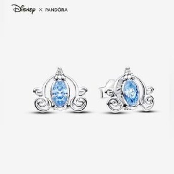 Pandora x Disney Cinderella��s Carriage Stud Earrings - Picture 1 of 5